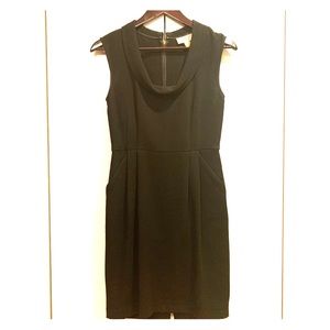 Ann Taylor LOFT black wool drop collar dress